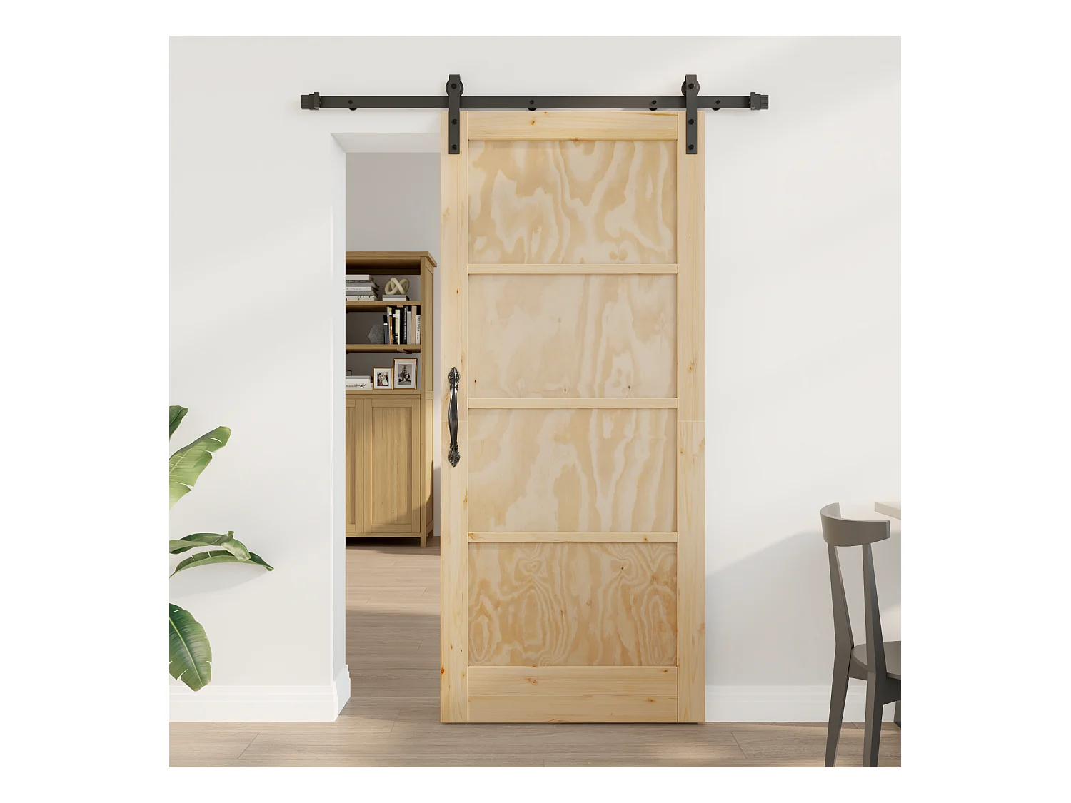 Porte Coulissante avec Quincaillerie 86x198.5 cm Bois Massif de Pin