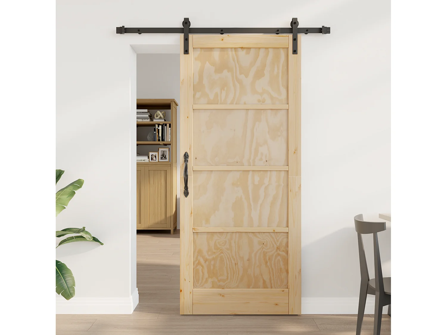 Porte Coulissante avec Quincaillerie 86x198.5 cm Bois Massif de Pin