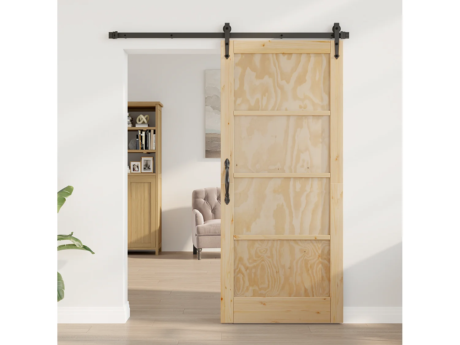 Porte intérieure 86x198.5x4 cm en bois de pin