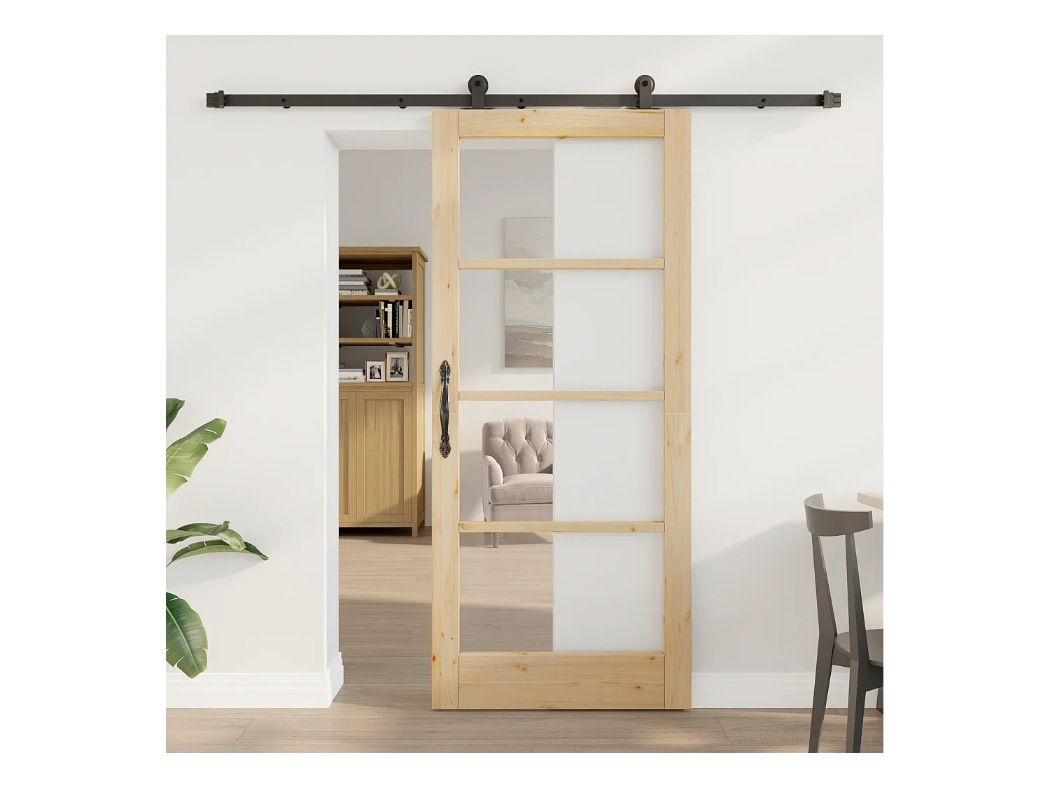 Puerta corredera con kit de herrajes  86x198,5 cm