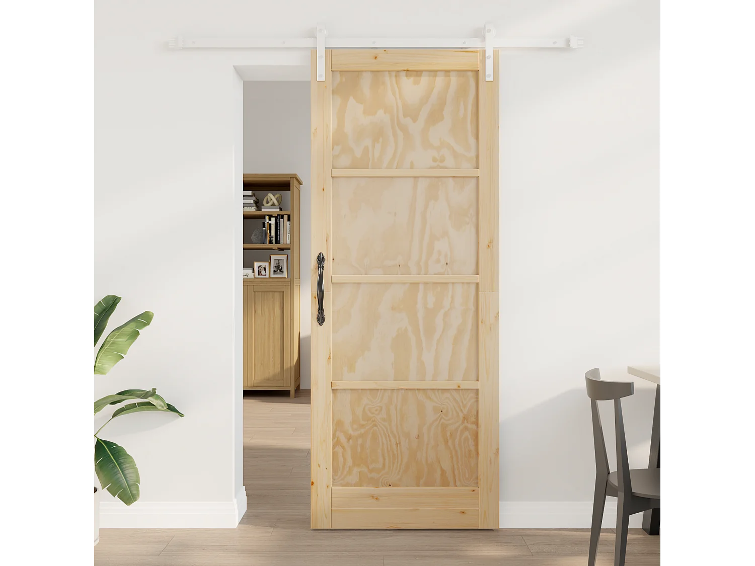 Porte coulissante avec quincaillerie 83x211 cm Bois massif en pin