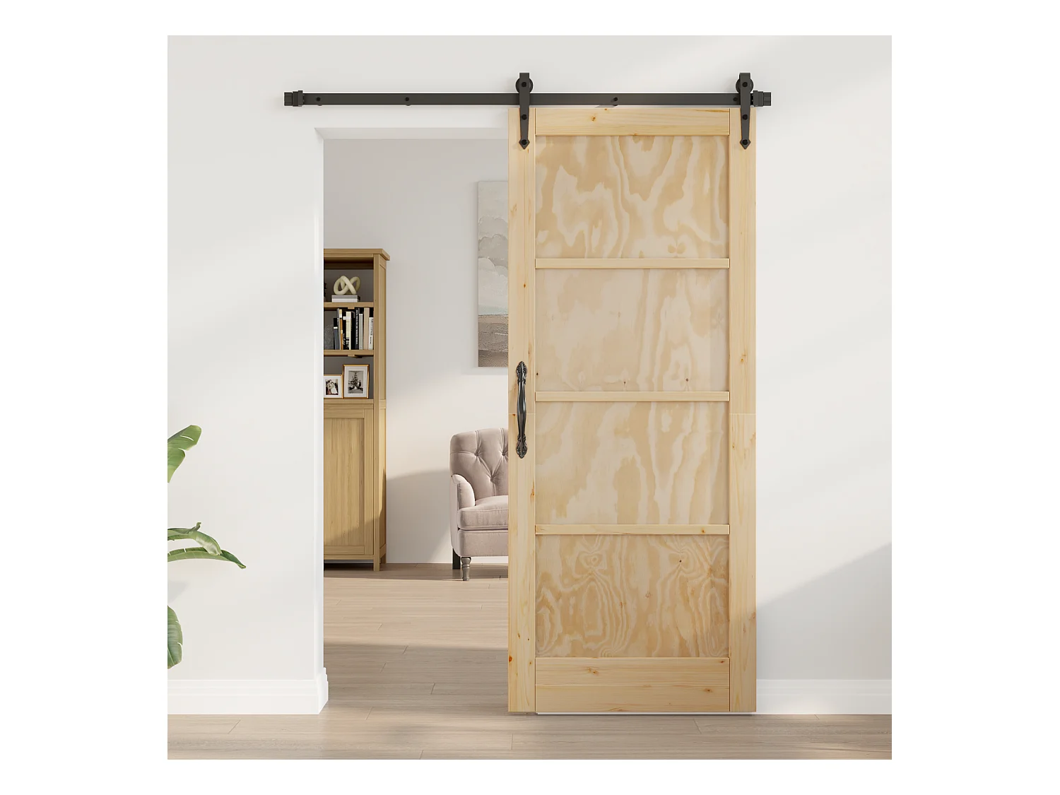 Porte intérieure 83x202x4 cm en bois massif de pin