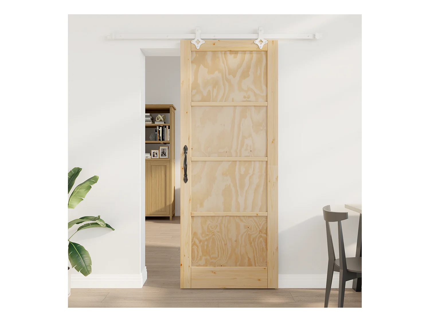 Schuifdeur met beslagset 83x211 cm Massief grenenhout