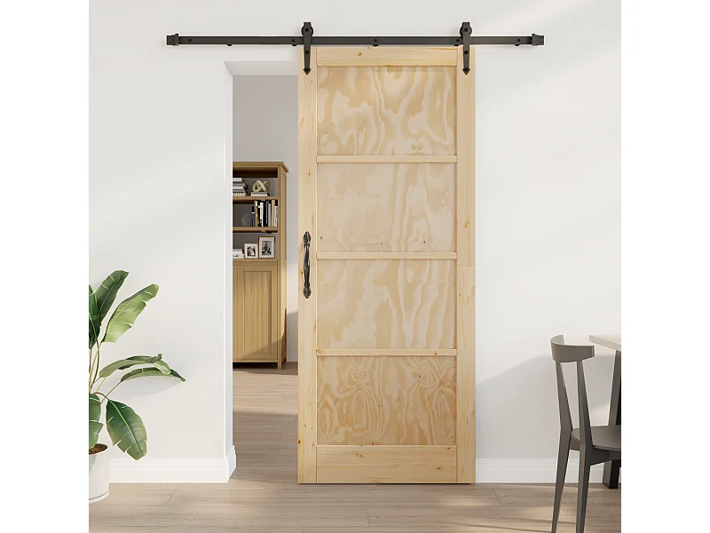 Schiebetür mit Beschlägen 86x211 cm aus massivem Kiefernholz