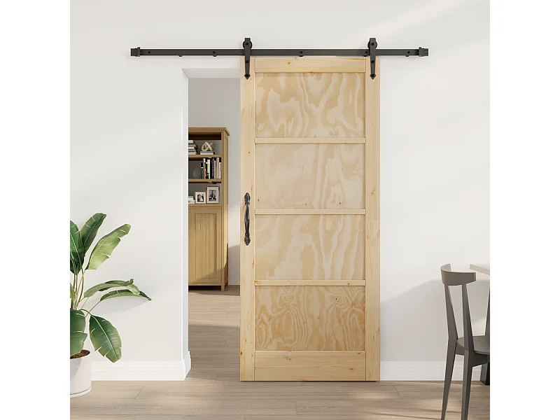 Porta scorrevole con ferramenta 86x198,5 cm Legno massello di pino