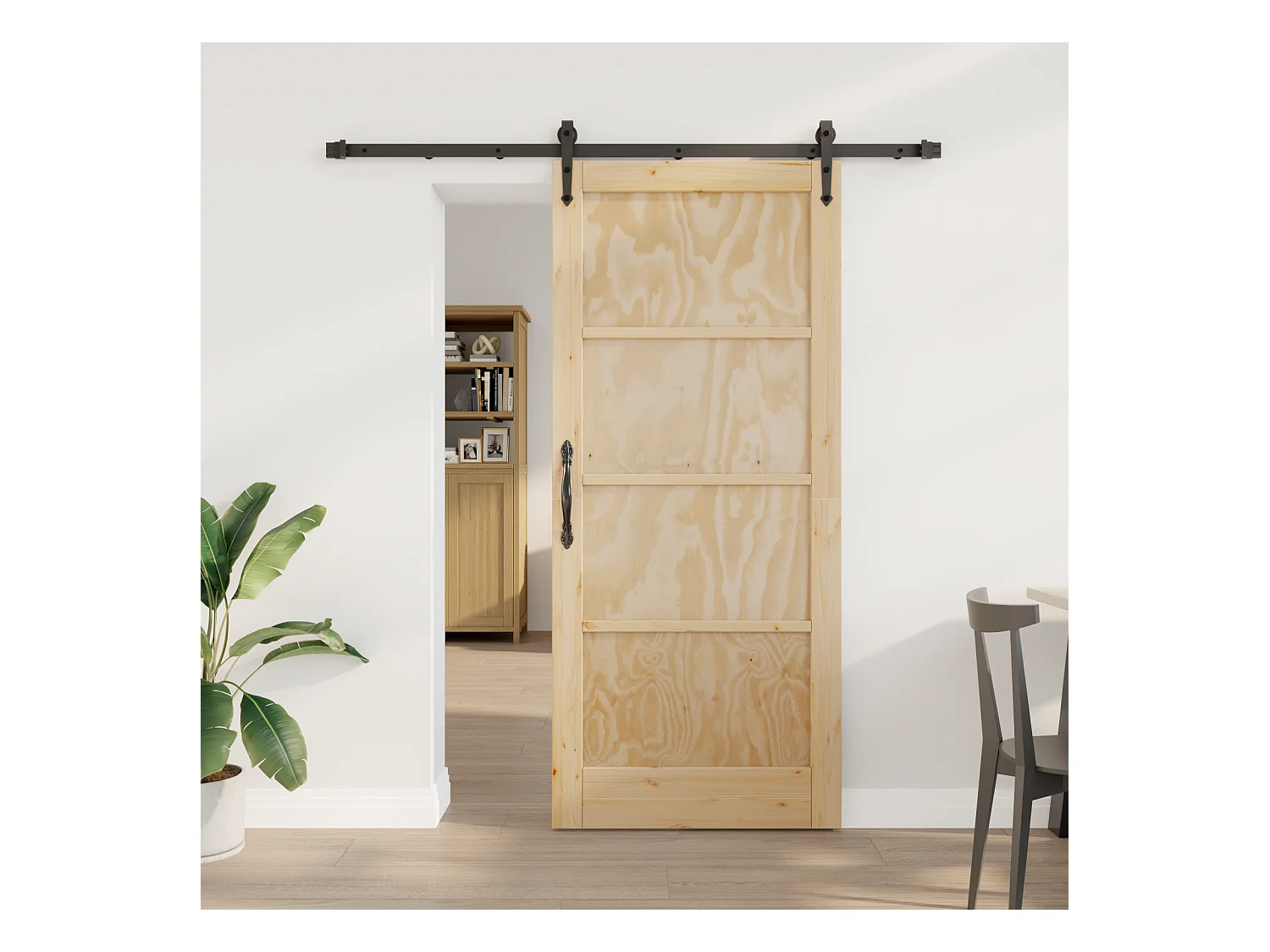 Porte coulissante avec quincaillerie 86x198,5 cm Bois massif en pin