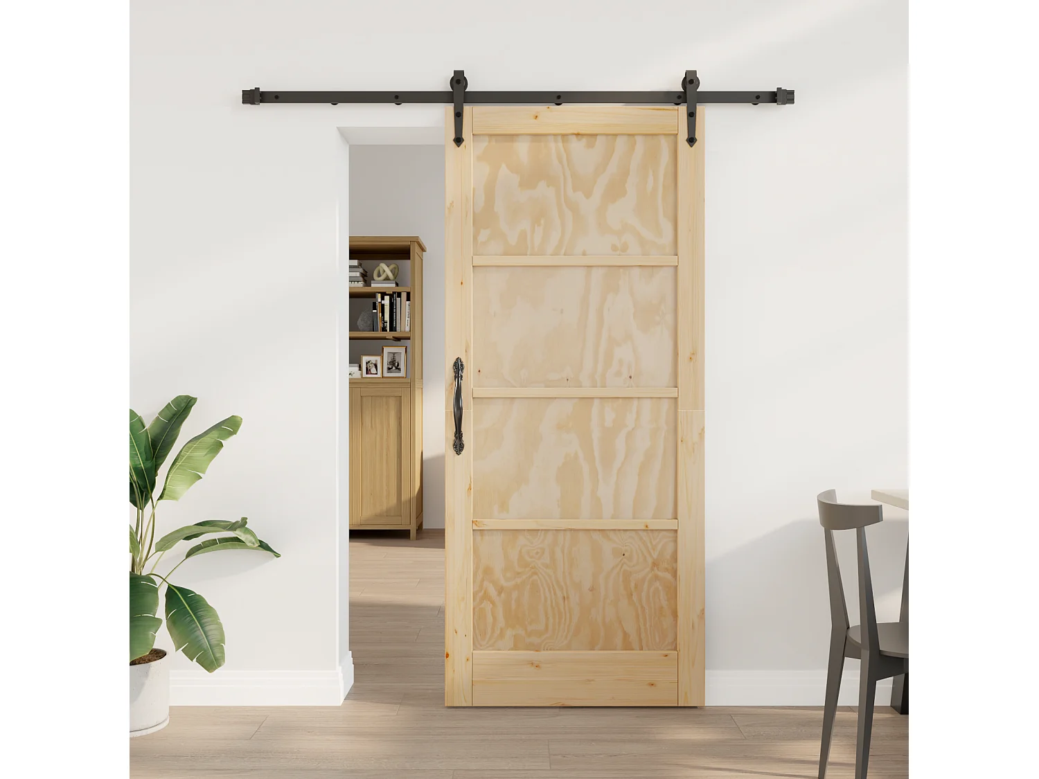 Porte coulissante avec quincaillerie 86x198,5 cm Bois massif en pin