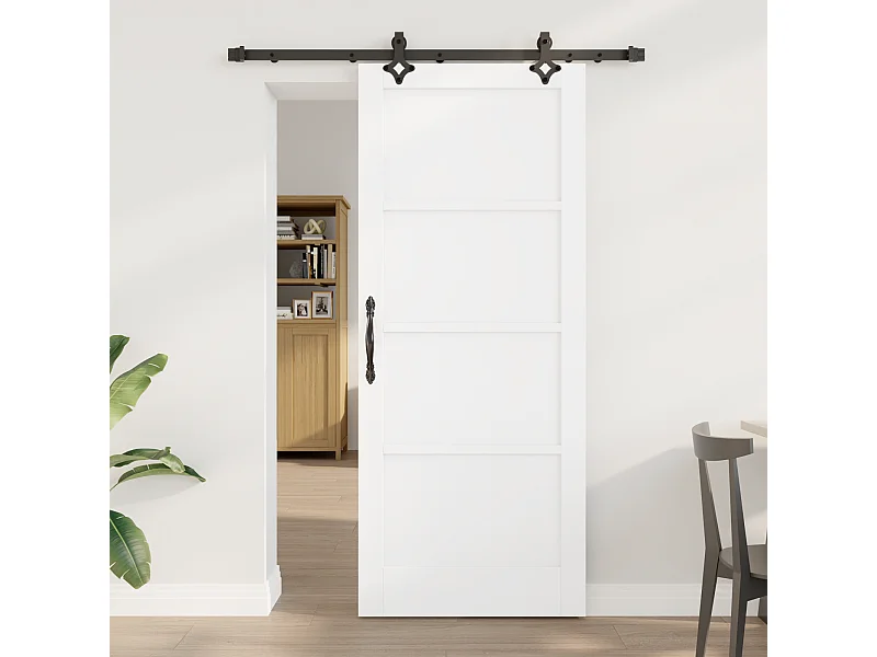 Porte coulissante avec quincaillerie en pin massif blanc