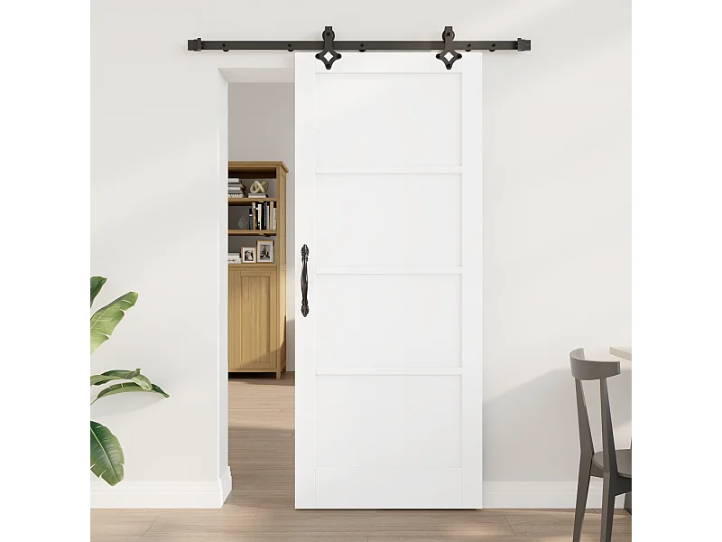 Porte coulissante avec quincaillerie en pin massif blanc