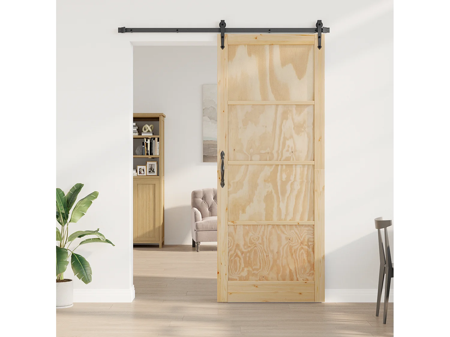 Puerta interior  83x232x4 cm en madera maciza de pino