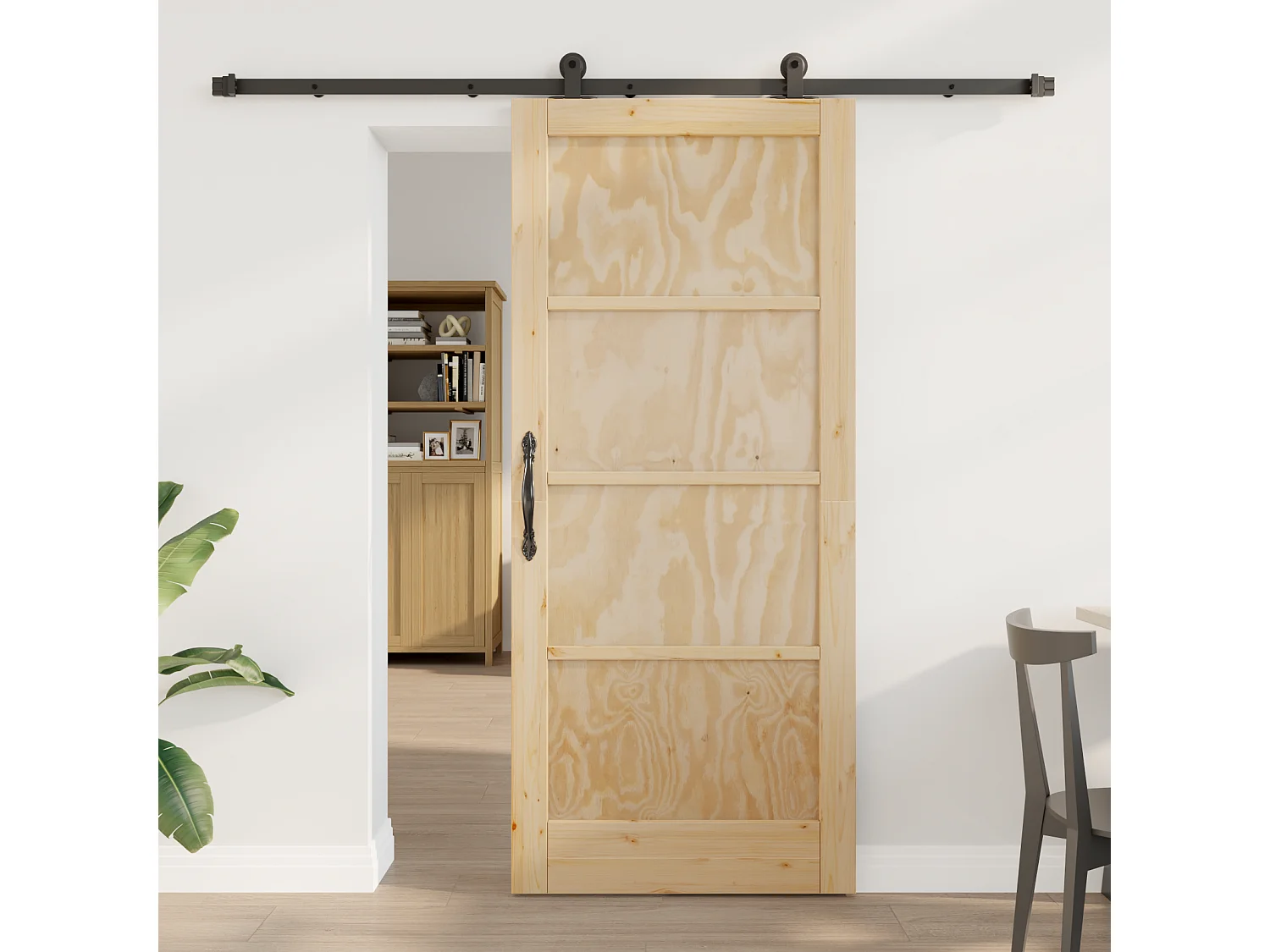 Porta scorrevole con kit ferramenta  in legno massello di pino