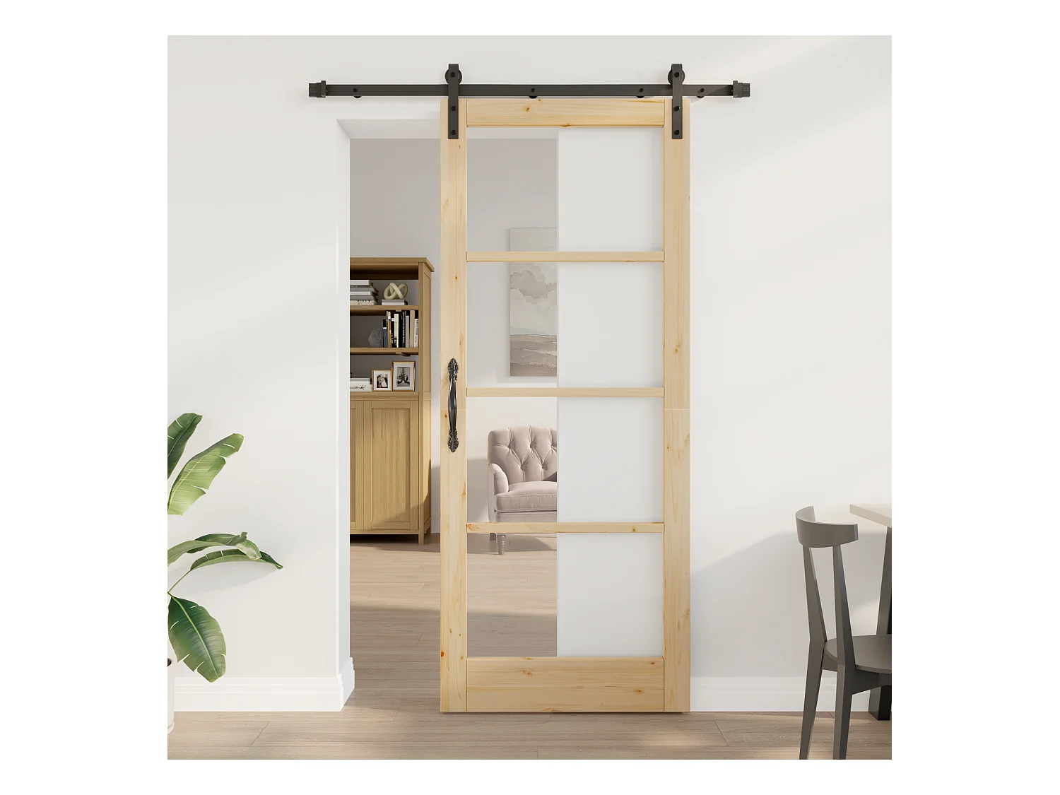 Porte coulissante avec kit de quincaillerie 86x211 cm