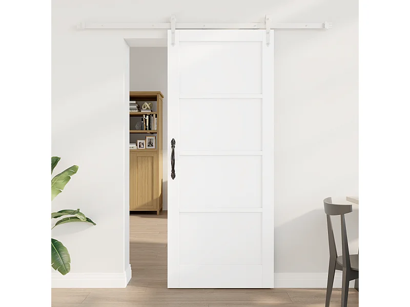 Schuifdeur met wit beslag 83x202 cm van massief grenenhout