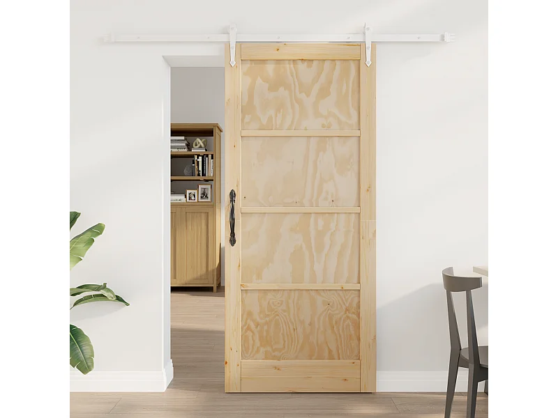 Porta scorrevole con ferramenta 86x198,5 cm in legno di pino massello