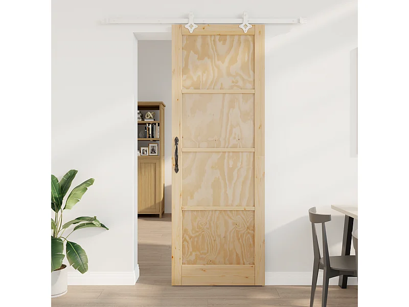 Schuifdeur met beslag 83x232 cm in massief grenen