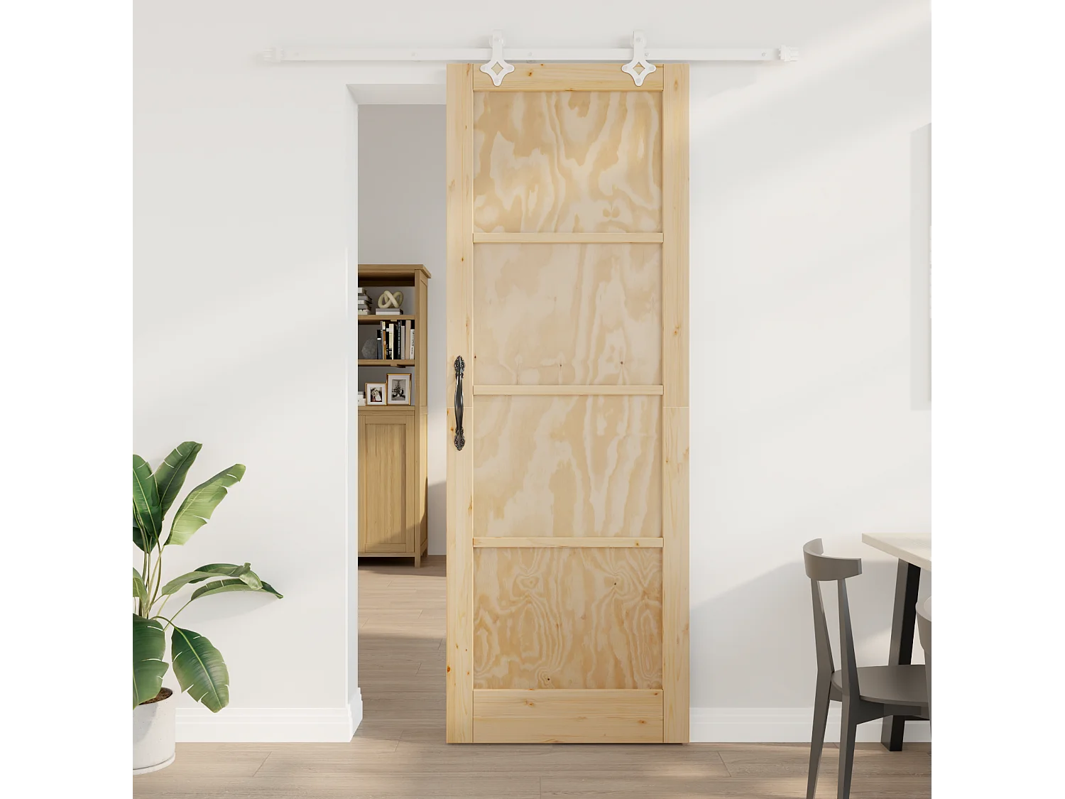 Porte coulissante avec matériel 83x232 cm en pin massif