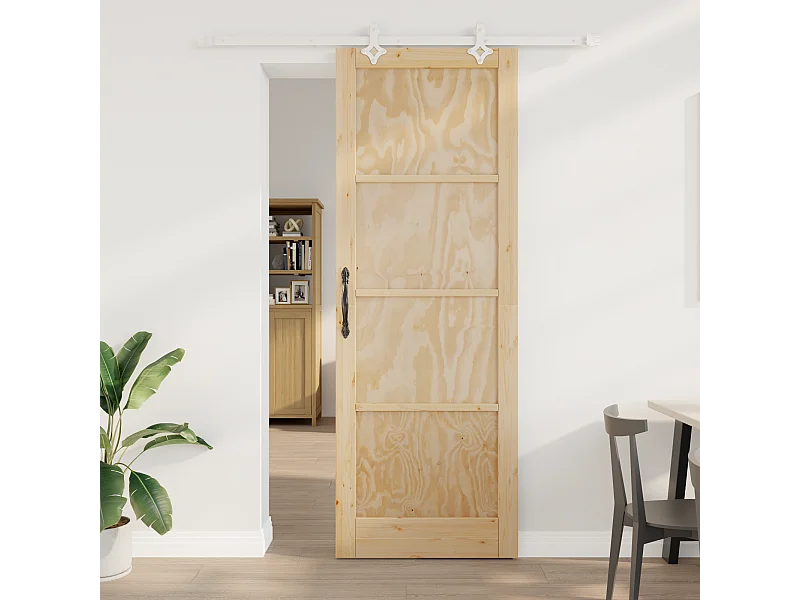 Porte coulissante avec matériel 83x232 cm en pin massif