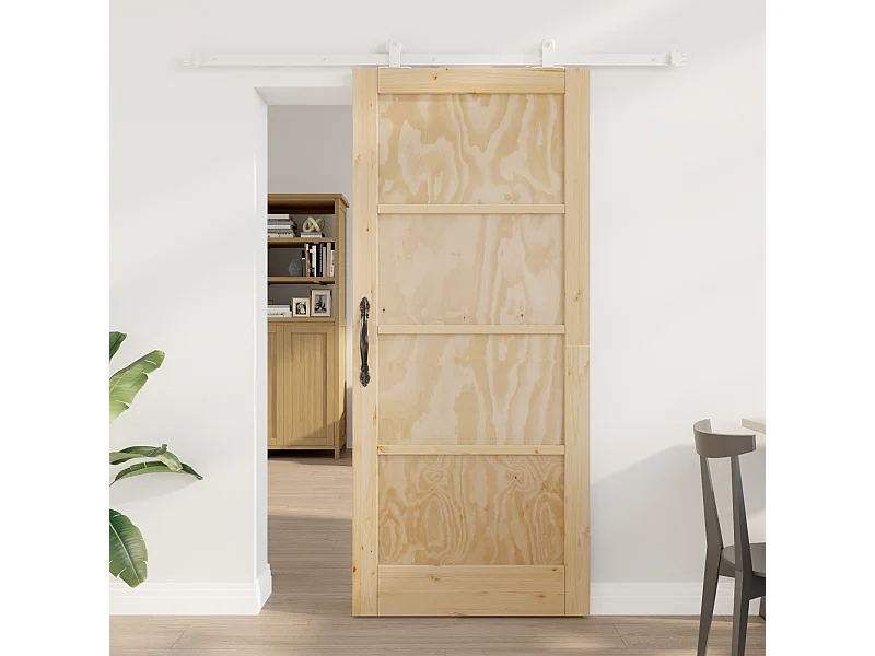Porta scorrevole con ferramenta 86x198,5 cm in legno massello di pino