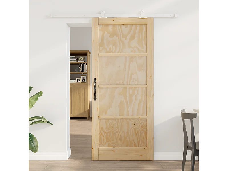Porta scorrevole con ferramenta 86x198,5 cm in legno massello di pino