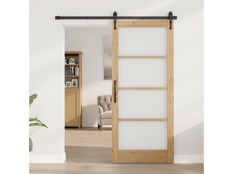 Porte intérieure avec verre  86x198,5x4 cm en bois massif de pin