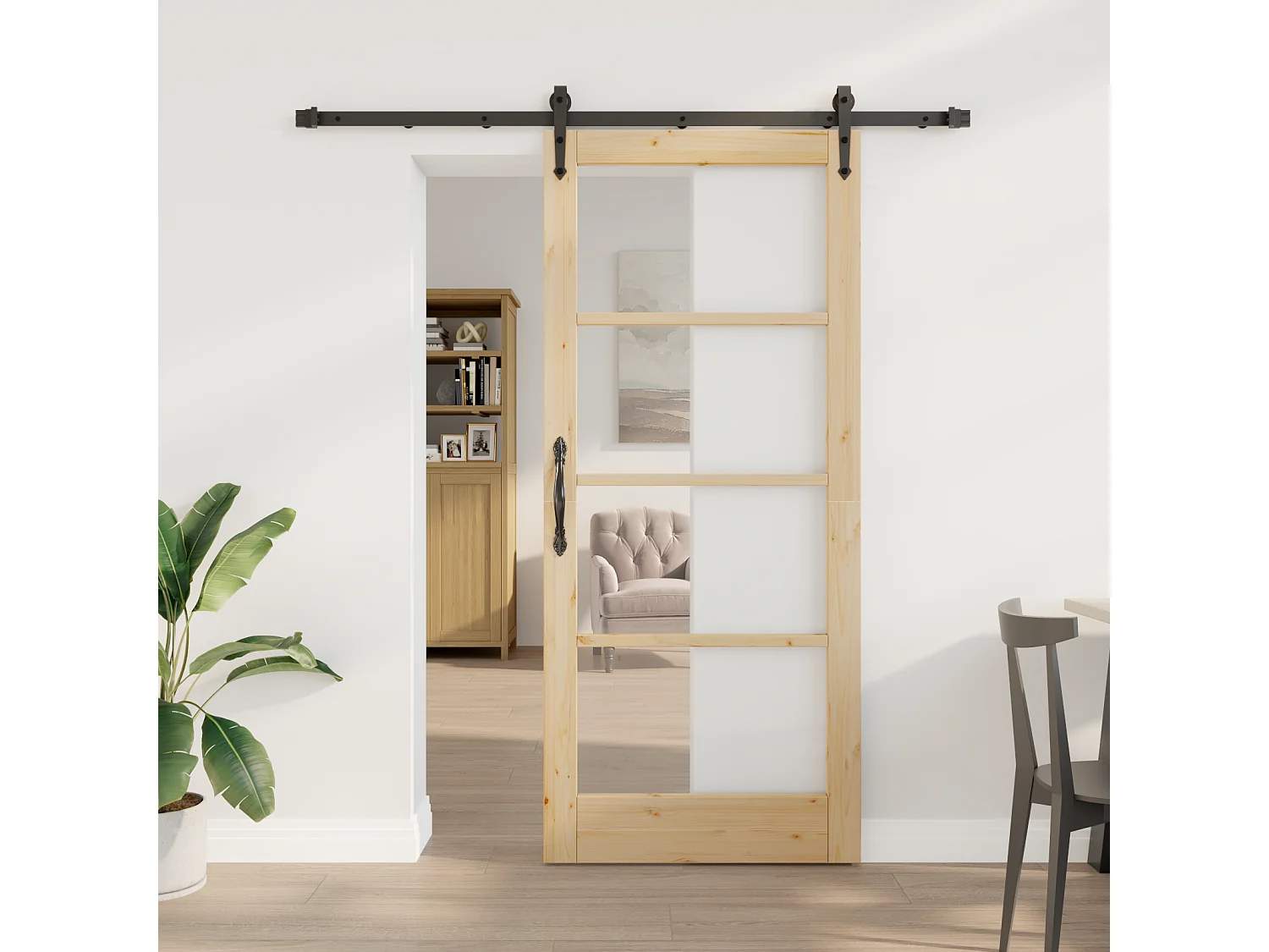 Schuifdeur met beslag 86x198,5 cm massief grenenhout