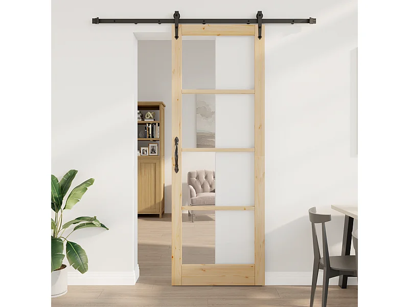 Schuifdeur met beslagset 83x232 cm massief grenenhout