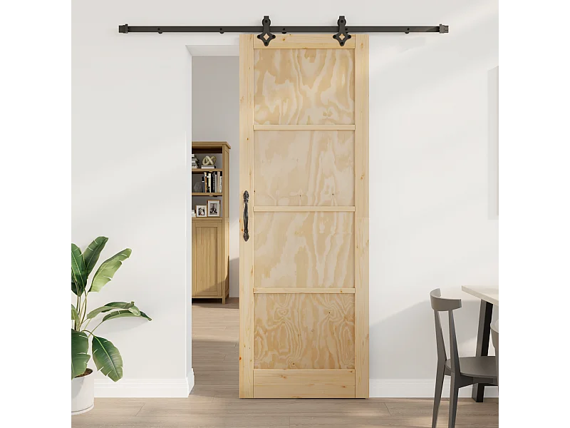 Porte coulissante avec quincaillerie  en bois massif de pin