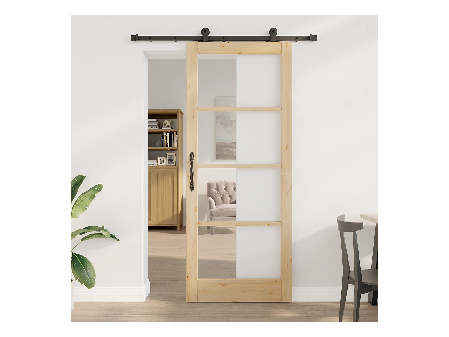 Puerta corredera con herrajes  86x211 cm