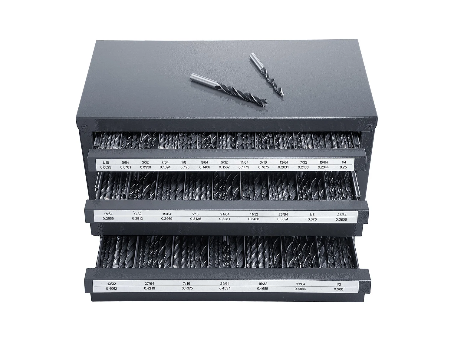 Bohrer-Verteiler-Schrank SucceBuy Drei Schubladen für 2.54cm/40.64cm bis 2.54cm/5.08cm, Schrank mit Etiketten, Stapelbar zur Aufbewahrung von Bohrern