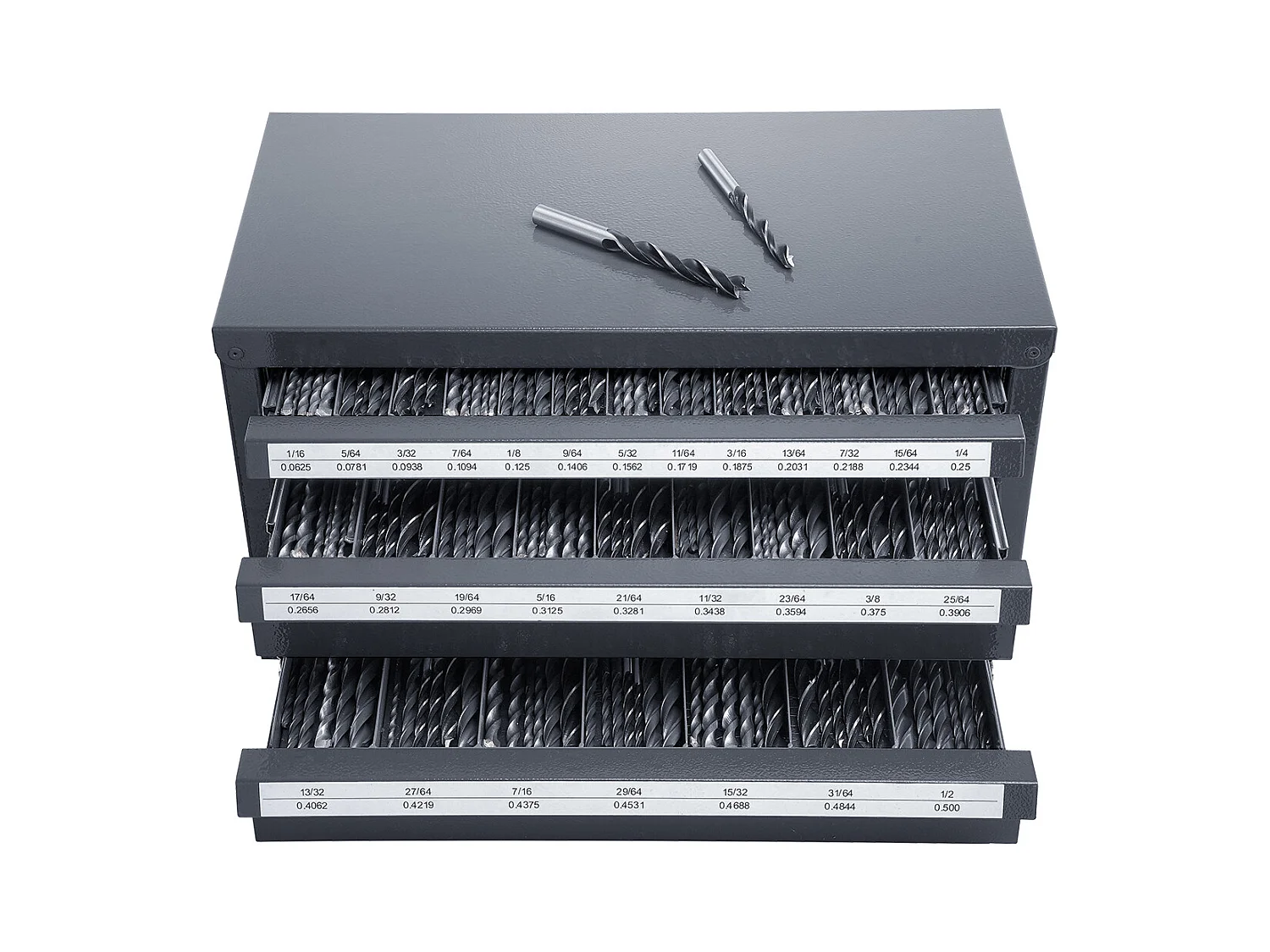 Bohrer-Verteiler-Schrank SucceBuy Drei Schubladen für 2.54cm/40.64cm bis 2.54cm/5.08cm, Schrank mit Etiketten, Stapelbar zur Aufbewahrung von Bohrern