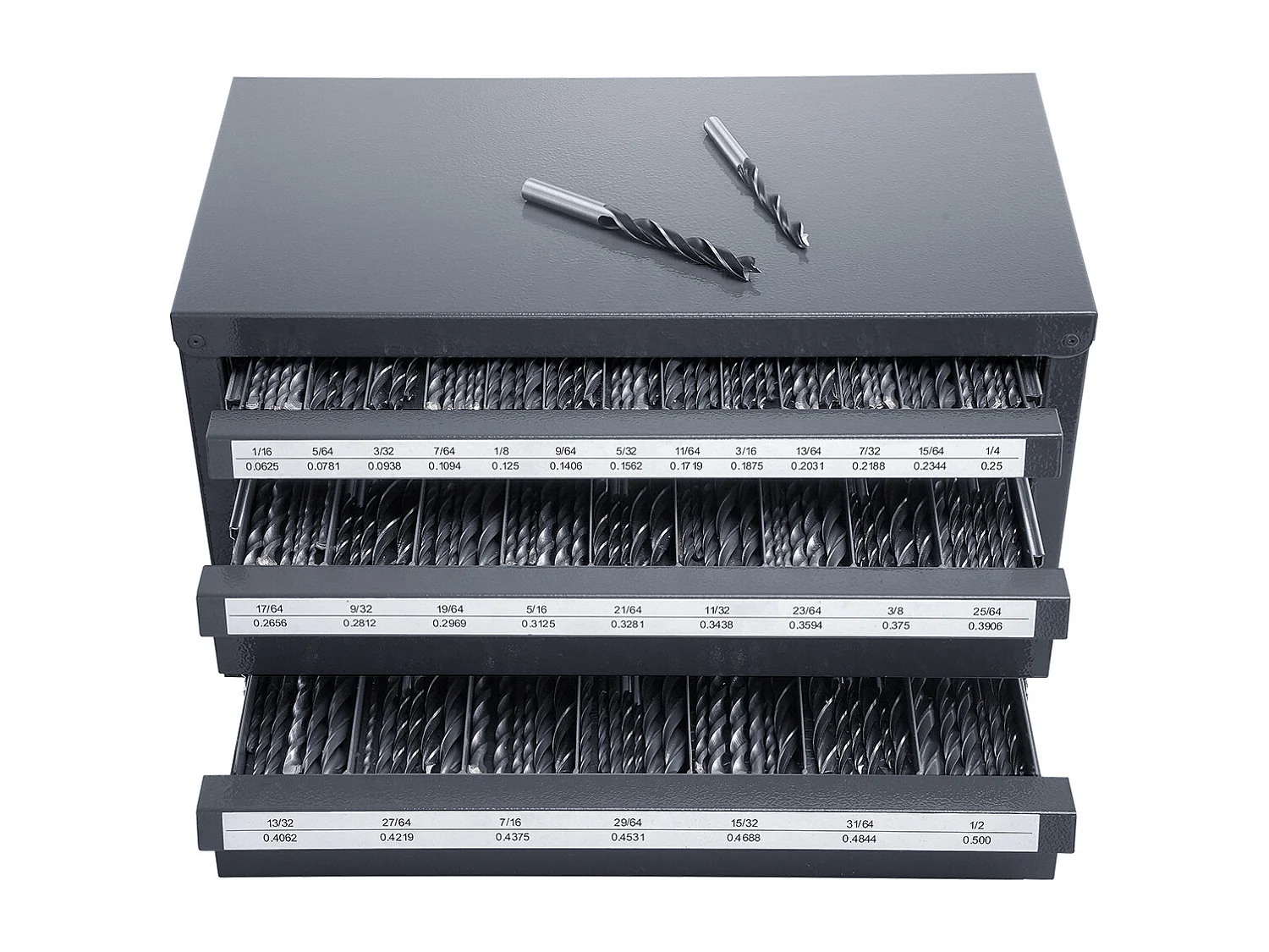 Armário Distribuidor de Brocas SucceBuy Três Gavetas para 2.54cm/40.64cm a 2.54cm/5.08cm, Armário com Etiquetas, Empilhável para o Armazenamento de Brocas