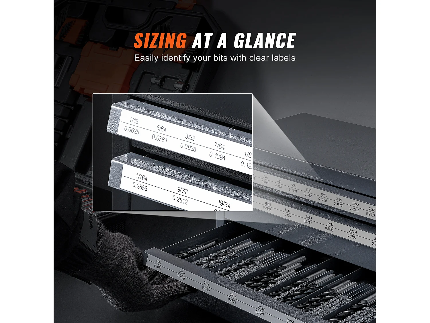 Armário Distribuidor de Brocas SucceBuy Três Gavetas para 2.54cm/40.64cm a 2.54cm/5.08cm, Armário com Etiquetas, Empilhável para o Armazenamento de Brocas