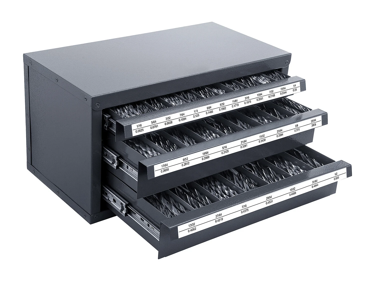 Armário Distribuidor de Brocas SucceBuy Três Gavetas para 2.54cm/40.64cm a 2.54cm/5.08cm, Armário com Etiquetas, Empilhável para o Armazenamento de Brocas