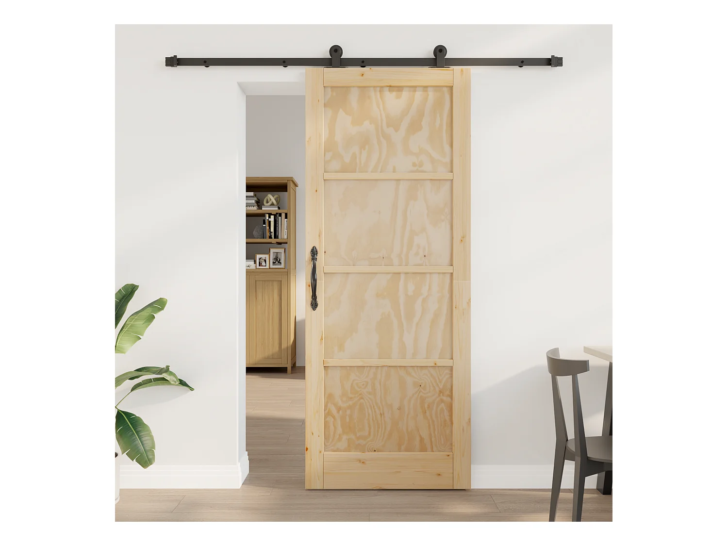 Porte coulissante avec kit de matériel 83x211 cm en bois massif de pin