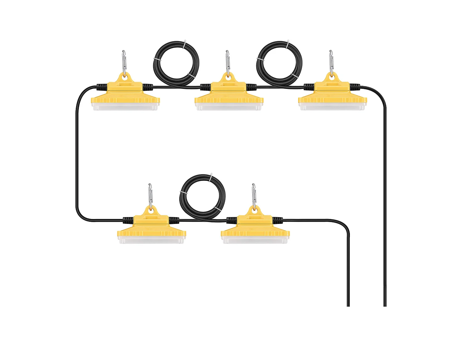 Guirlande Lumineuse, SucceBuy Guirlande Lumineuse de Chantier 15,24 m 75 W 7 500 lm Étanche Connectable