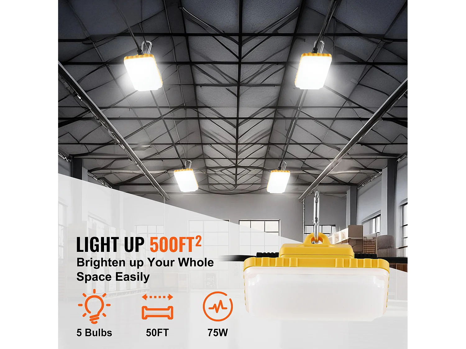 Guirnalda Luminosa, SucceBuy Guirnalda Luminosa de Obra 15,24 m 75 W 7 500 lm Impermeable Conectable