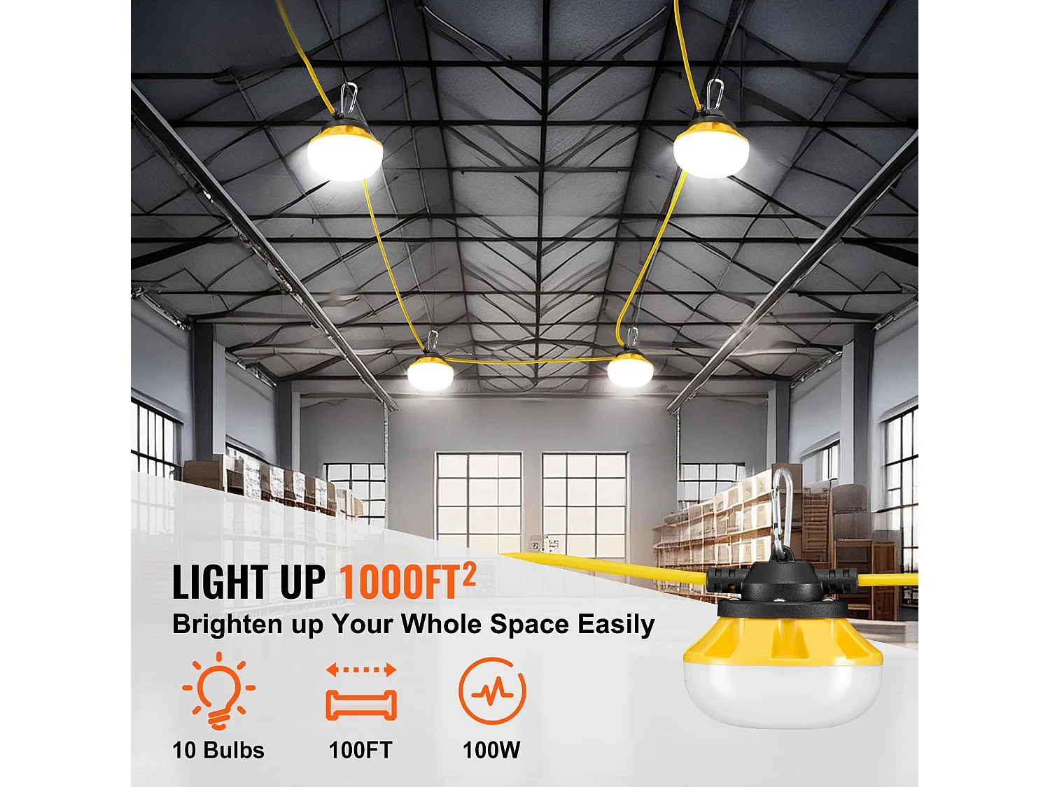 Ghirlanda Luminosa, SucceBuy Ghirlanda Luminosa da Cantiere 30,5 m 100 W 10 000 lm Impermeabile Collegabile