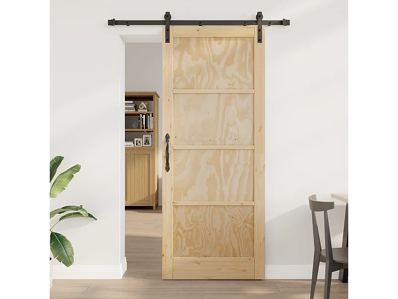 Porta scorrevole con kit ferramenta 86x211 cm Legno massello di pino