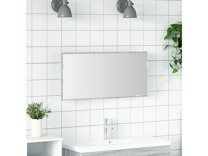 Meuble de salle de bain avec miroir et lumière LED Gris Sonoma 80x37 cm