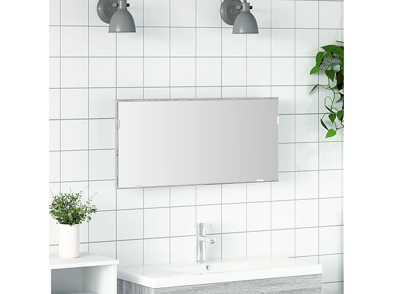 Meuble de salle de bain avec miroir et lumière LED Gris Sonoma 80x37 cm
