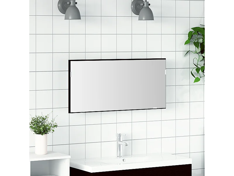 Badkamerspiegelkast met LED-verlichting Zwarte Eiken 80x37 cm