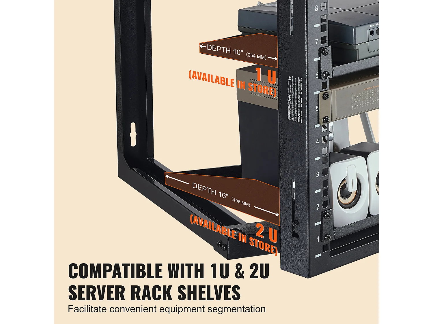 Rack de Montage Mural SucceBuy 9U, Charge de 68kg, Rack de Serveur à Cadre Ouvert, Compatible avec Équipements IT et AV 48 cm, Noir