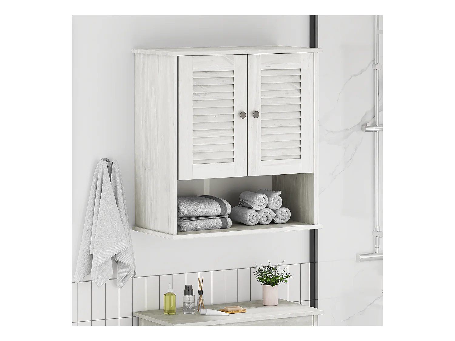 Cabinet de Salle de Bain Suspendu Blanc 67,5 x 34 x 71,5 cm