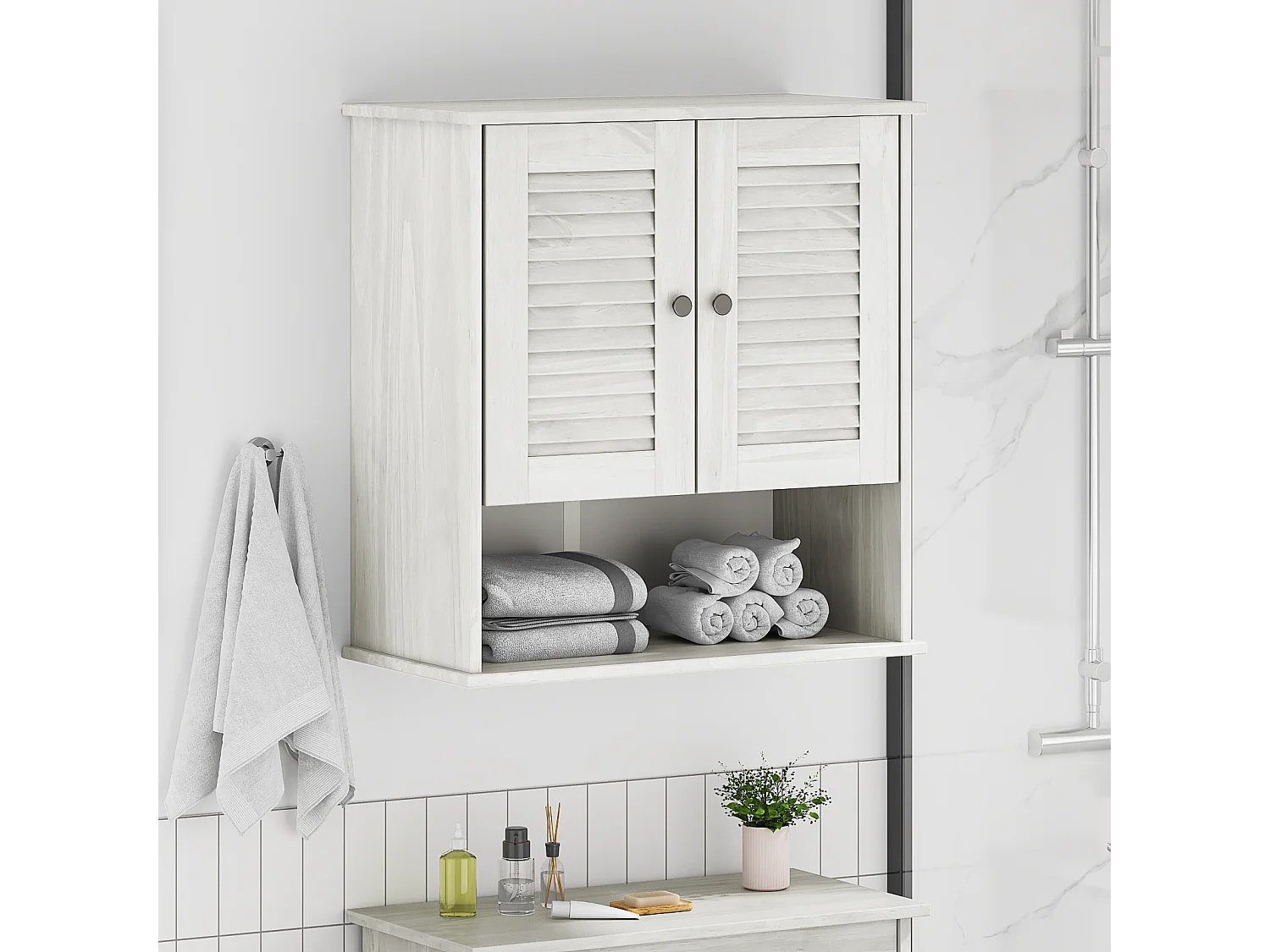 Cabinet de Salle de Bain Suspendu Blanc 67,5 x 34 x 71,5 cm