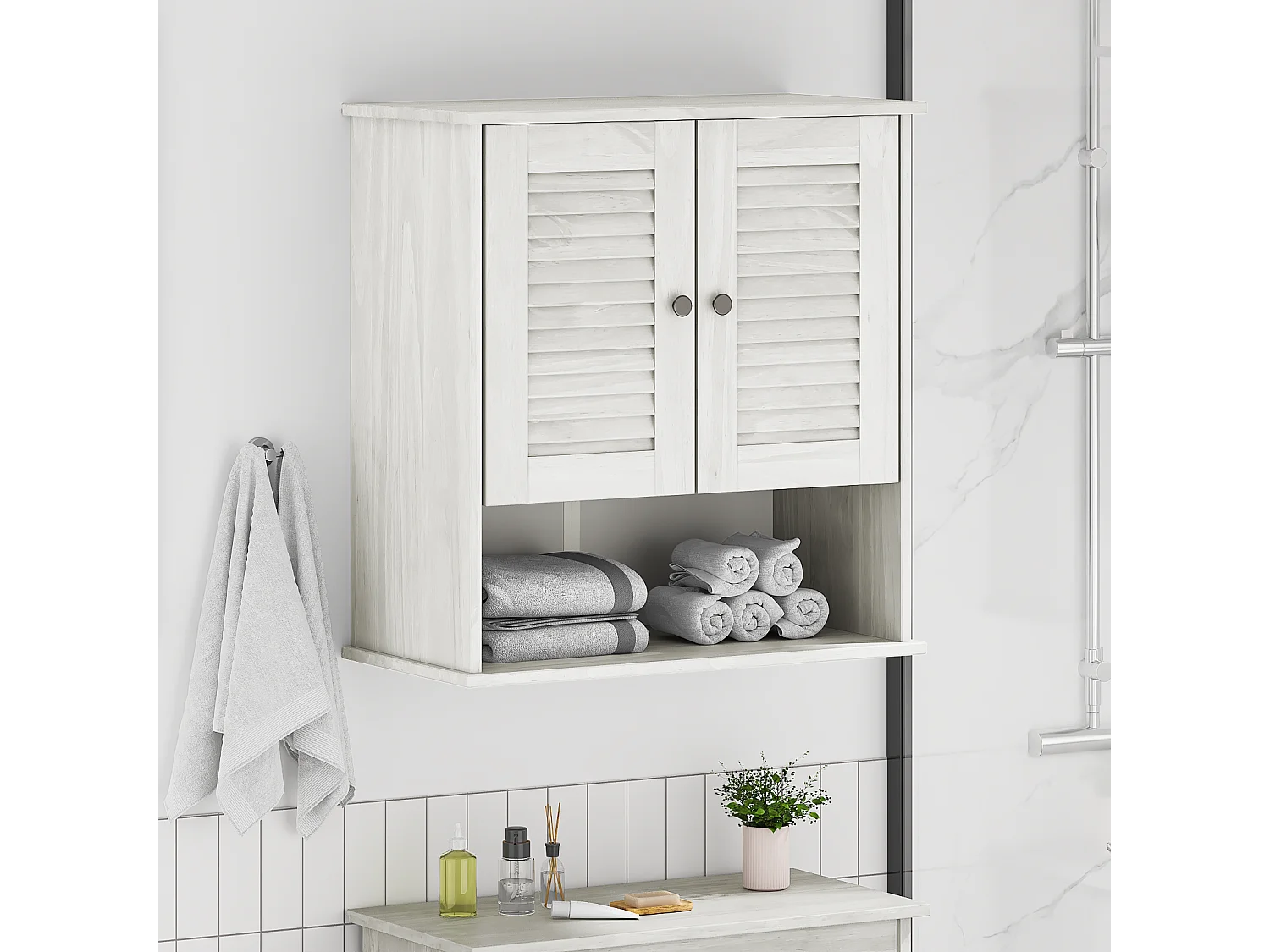 Cabinet de Salle de Bain Suspendu Blanc 67,5 x 34 x 71,5 cm