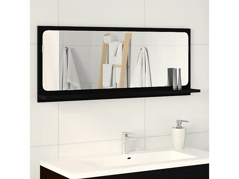 Specchio da bagno in rovere nero 90x10,5x37 cm in legno composito
