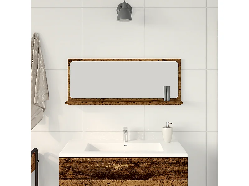 Miroir de Salle de Bain Bois Ancien 90x10,5x37 cm en bois d'ingénierie