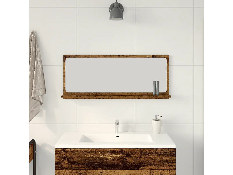 Miroir de Salle de Bain Bois Ancien 90x10,5x37 cm en bois d'ingénierie