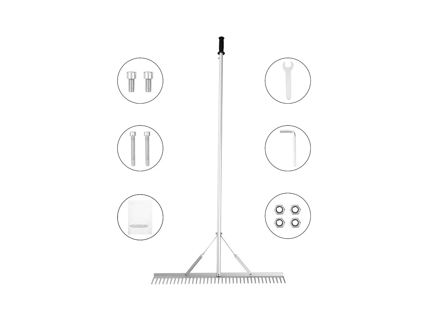 Râteau de Jardin, SucceBuy Râteau à Paysage de 91,5 cm, Tête en Aluminium avec Manche Réglable de 191,5 cm