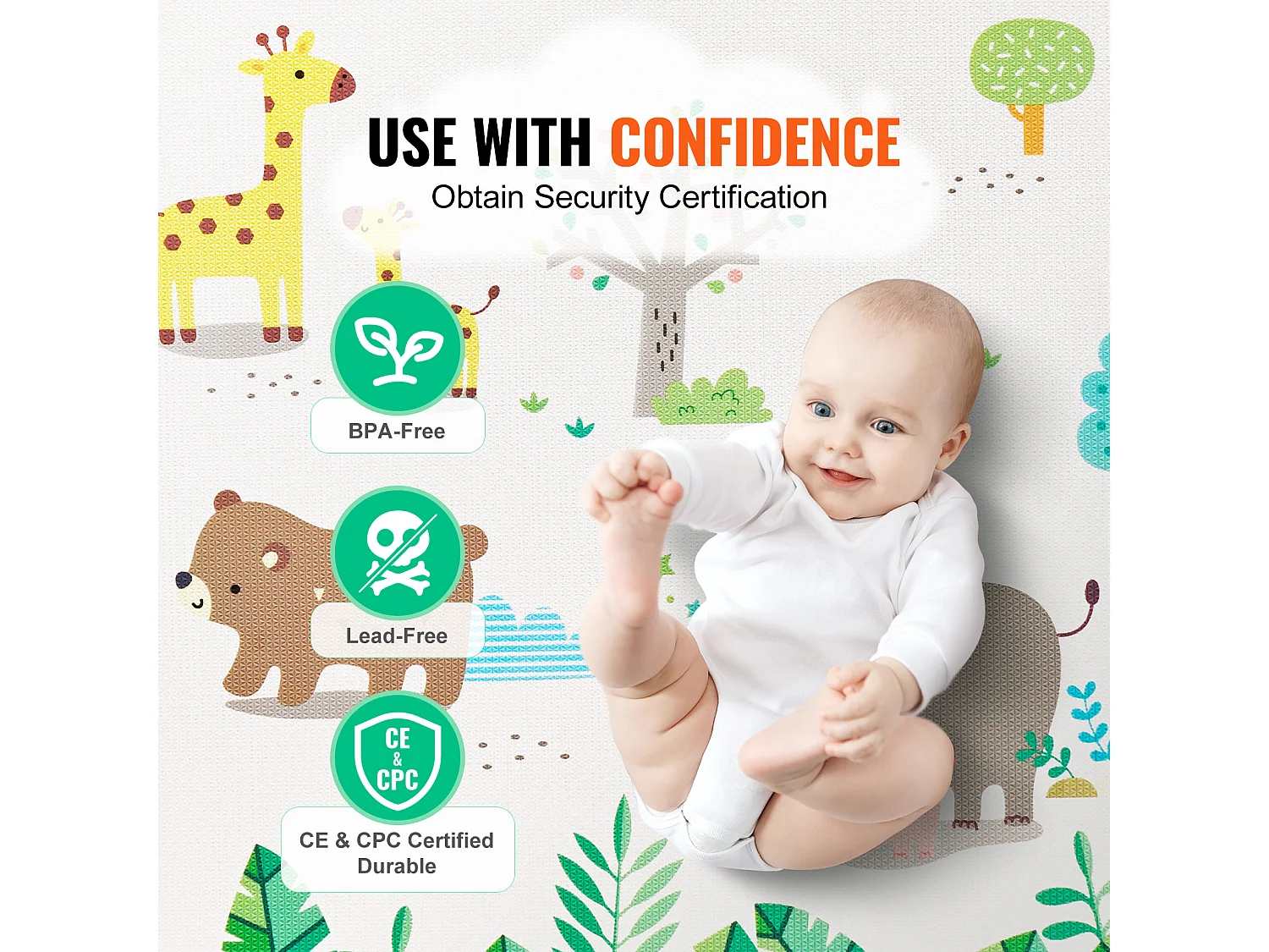 Alfombra de Juego para Bebés, SucceBuy Alfombra de Juego para Bebés 140 × 210 cm, Suave con Superficie de Gateo en 2 Lados